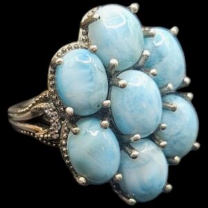 Larimar and Zircon Ring